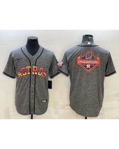 Men's Houston Astros Grey 2022 World Series Champions Team Big Logo Cool Base Stitched Baseball Jersey