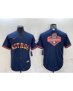 Men's Houston Astros Navy 2022 World Series Champions Team Big Logo Cool Base Stitched Jersey (Navy)