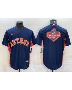 Men's Houston Astros Navy 2022 World Series Champions Team Big Logo Cool Base Stitched Jersey