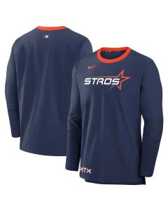 Men's Houston Astros Navy 2025 City Connect Authentic Collection Lightweight Player Tri-Blend Performance Long Sleeve T-Shirt (Navy)