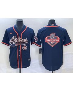 Men's Houston Astros Navy Team Big Logo With Patch Cool Base Stitched Baseball Jersey (Navy)