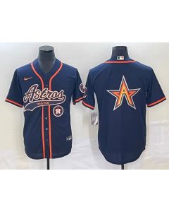 Men's Houston Astros Navy Team Big Logo With Patch Cool Base Stitched Baseball Jersey