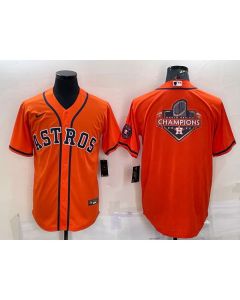 Men's Houston Astros Orange 2022 World Series Champions Team Big Logo With Patch Cool Base Stitched Jersey
