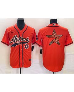 Men's Houston Astros Orange Team Big Logo With Patch Cool Base Stitched Baseball Jersey (Orange)