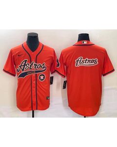 Men's Houston Astros Orange Team Big Logo With Patch Cool Base Stitched Baseball Jersey (Style 2)