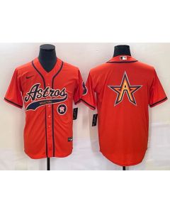 Men's Houston Astros Orange Team Big Logo With Patch Cool Base Stitched Baseball Jersey (Style 3)