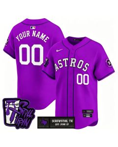 Men's Houston Astros Still Tippin Purple Patch Vapor Limited Stitched Baseball Custom Jersey (Purple)