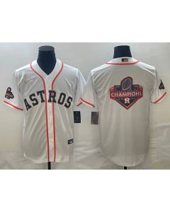 Men's Houston Astros White 2023 Gold Collection With World Series Champions Patch Team Big Logo Cool Base Stitched Baseball Jersey
