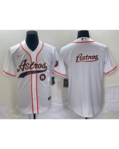 Men's Houston Astros White Team Big Logo With Patch Cool Base Stitched Baseball Jersey (White)