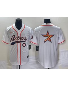 Men's Houston Astros White Team Big Logo With Patch Cool Base Stitched Baseball Jersey