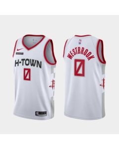 Men's Houston Rockets #0 Russell Westbrook White City Edition Stitched NBA Jersey