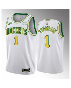 Men's Houston Rockets #1 Amen Thompson White 2023 Draft Classic Edition Stitched Basketball Jersey