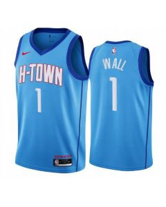 Men's Houston Rockets #1 John Wall 2020/21 Blue City Edition Swingman Stitched NBA Jersey