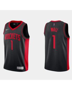 Men's Houston Rockets #1 John Wall Earned Edition Black Stitched Basketball Jersey