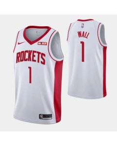 Men's Houston Rockets #1 John Wall White Stitched Basketball Jersey