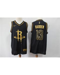 Men's Houston Rockets #13 James Harden Black Gold Stitched NBA Jersey