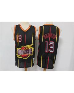 Men's Houston Rockets #13 James Harden Black Hardwood Classics Stitched Jersey