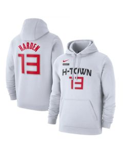 Men's Houston Rockets #13 James Harden White City Edition Name & Number Pullover Hoodie