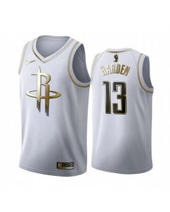 Men's Houston Rockets #13 James Harden White Golden Edition Stitched NBA Jersey