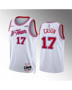 Men's Houston Rockets #17 Tari Eason White 2023/24 City Edition Stitched Jersey
