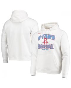 Men's Houston Rockets 2021 White City Edition Story Club Logo Pullover Hoodie