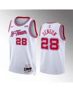 Men's Houston Rockets #28 Alperen Sengun White 2023/24 City Edition Stitched Jersey