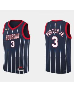 Men's Houston Rockets #3 Kevin Porter Jr. 2021/22 City Edition 75th Anniversary Navy Stitched Basketball Jersey