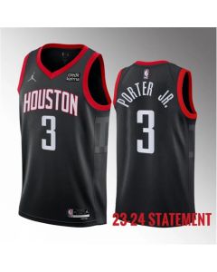 Men's Houston Rockets #3 Kevin Porter Jr. Black 2023 Statement Edition Stitched Basketball Jersey