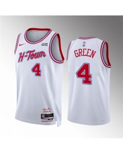 Men's Houston Rockets #4 Jalen Green White 2023/24 City Edition Stitched Jersey (Green White)