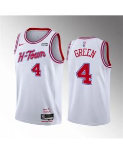 Men's Houston Rockets #4 Jalen Green White 2023/24 City Edition Stitched Jersey