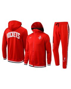 Men's Houston Rockets 75th Anniversary Red Performance Showtime Full-Zip Hoodie Jacket And Pants Suit