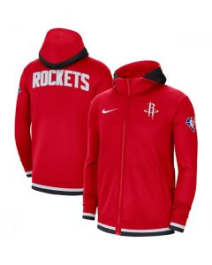 Men's Houston Rockets Red 75th Anniversary Performance Showtime Full-Zip Hoodie Jacket