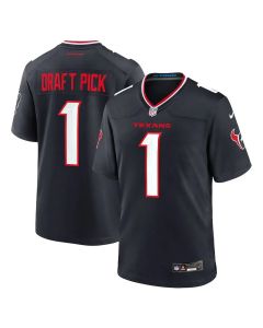 Men's Houston Texans #1 Navy 2025 NFL Draft First Round Pick No. 25 Game Jersey