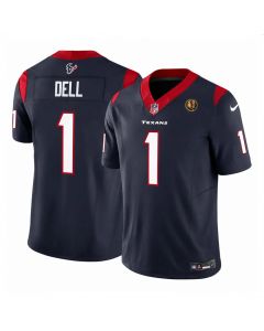 Men's Houston Texans #1 Tank Dell Navy 2023 F.U.S.E. With John Madden Patch Vapor Limited Stitched Football Jersey