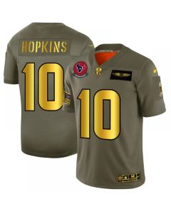 Men's Houston Texans #10 DeAndre Hopkins 2019 Olive/Gold Salute To Service Limited Stitched NFL Jersey