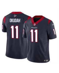 Men's Houston Texans #11 Jeff Okudah Navy 2024 F.U.S.E Vapor Untouchable Stitched Football Jersey