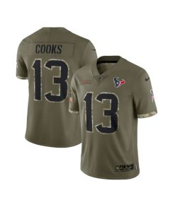 Men's Houston Texans #13 Brandin Cooks Olive 2022 Salute To Service Limited Stitched Jersey