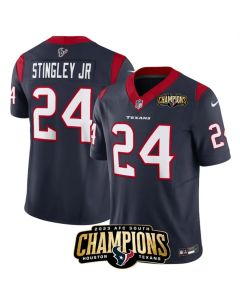 Men's Houston Texans #24 Derek Stingley Jr. Navy 2023 F.U.S.E. AFC South Champions Patch Vapor Untouchable Limited Stitched Football Jersey
