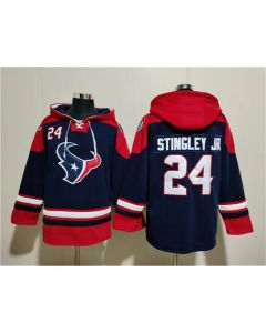 Men's Houston Texans #24 Derek Stingley Jr. Navy Ageless Must-Have Lace-Up Pullover Hoodie