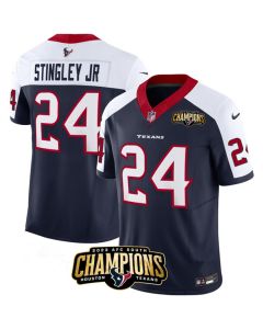 Men's Houston Texans #24 Derek Stingley Jr. Navy/White 2023 F.U.S.E. AFC South Champions Patch Limited Stitched Football Jersey