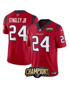 Men's Houston Texans #24 Derek Stingley Jr. Red 2023 F.U.S.E. AFC South Champions Patch Vapor Untouchable Limited Stitched Football Jersey