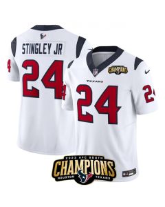 Men's Houston Texans #24 Derek Stingley Jr. White 2023 F.U.S.E. AFC South Champions Patch Vapor Untouchable Limited Stitched Football Jersey