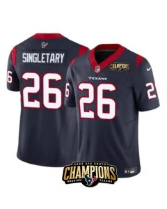 Men's Houston Texans #26 Devin Singletary Navy 2023 F.U.S.E. AFC South Champions Patch Vapor Untouchable Limited Stitched Football Jersey
