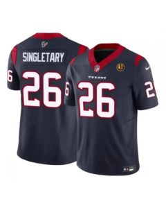 Men's Houston Texans #26 Devin Singletary Navy 2023 F.U.S.E. With John Madden Patch Vapor Limited Stitched Football Jersey