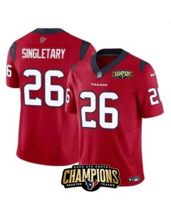 Men's Houston Texans #26 Devin Singletary Red 2023 F.U.S.E. AFC South Champions Patch Vapor Untouchable Limited Stitched Football Jersey