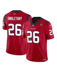 Men's Houston Texans #26 Devin Singletary Red 2023 F.U.S.E. With John Madden Patch Vapor Limited Stitched Football Jersey