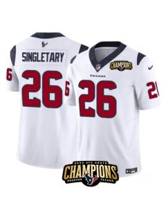 Men's Houston Texans #26 Devin Singletary White 2023 F.U.S.E. AFC South Champions Patch Vapor Untouchable Limited Stitched Football Jersey