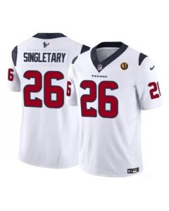 Men's Houston Texans #26 Devin Singletary White 2023 F.U.S.E. With John Madden Patch Vapor Limited Stitched Football Jersey