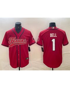 Men's Houston Texans #3 Tank Dell Red With Patch Cool Base Stitched Baseball Jersey (Red)