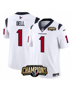 Men's Houston Texans #3 Tank Dell White 2023 F.U.S.E. AFC South Champions Patch Vapor Untouchable Limited Stitched Football Jersey